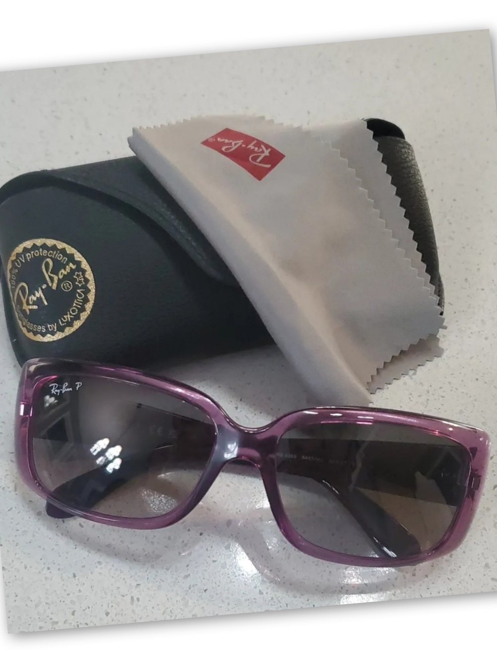Ray-Ban Women's Translucent Plum Frame Sunglasses with Gradient Lenses - Picture 3 of 3